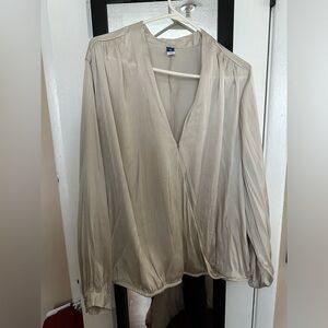 Old Navy Satin, Cinched, Wrapped Blouse